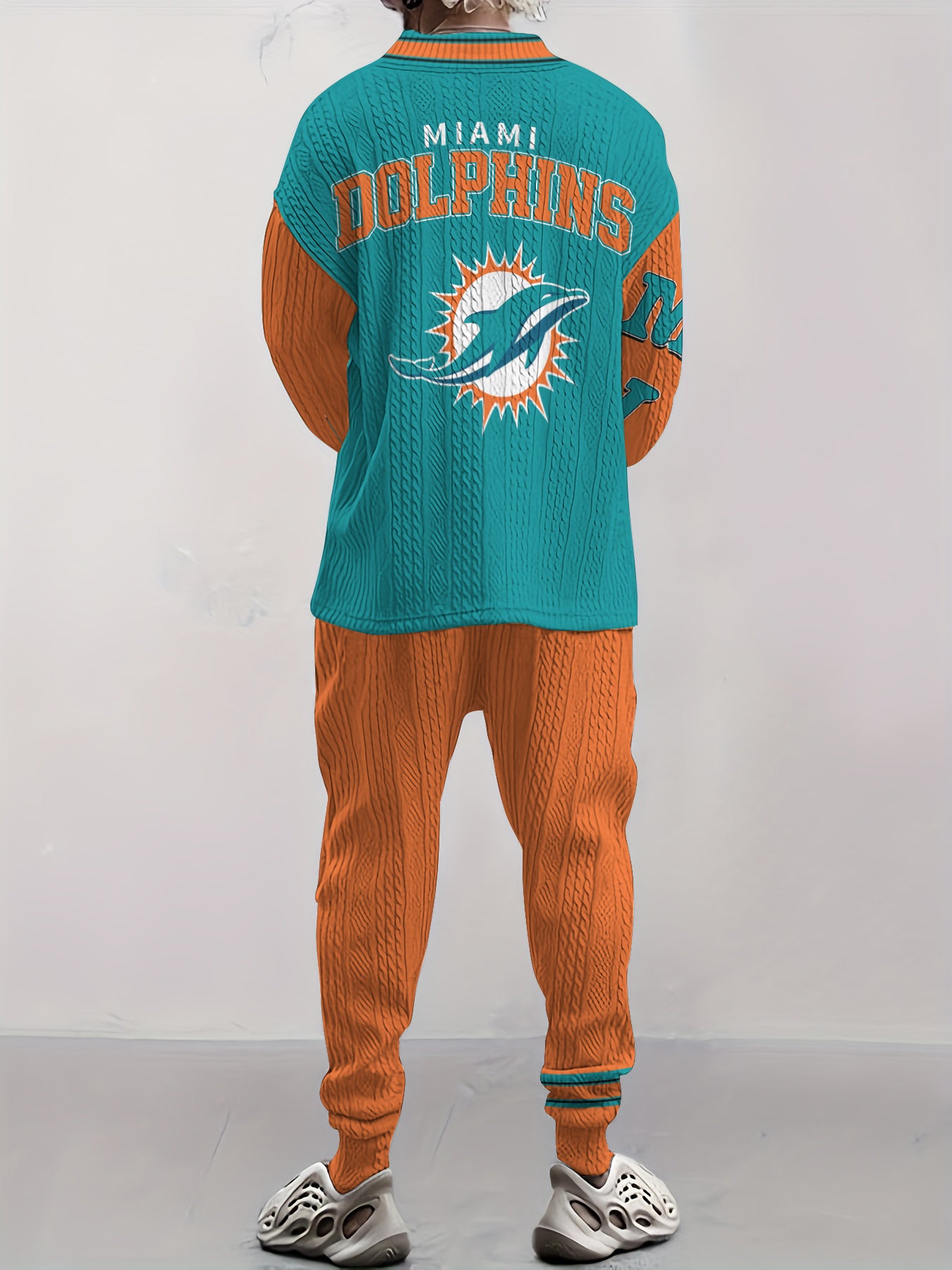 Miami Dolphins Classic All-Season Long Sleeve V-Neck Pullover Sweater