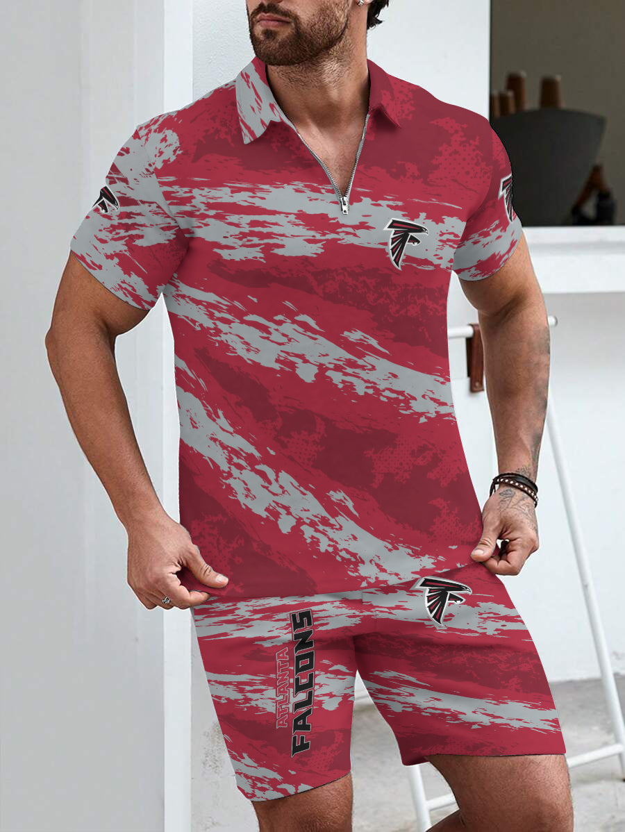 Atlanta Falcons Limited Edition ZIP Polo Shirt And Shorts Two-Piece Suits