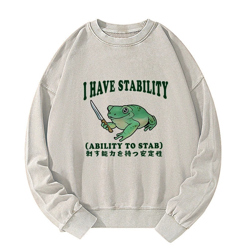 Animescollection Mentally Stable Assassin Frog Washed Sweatshirt