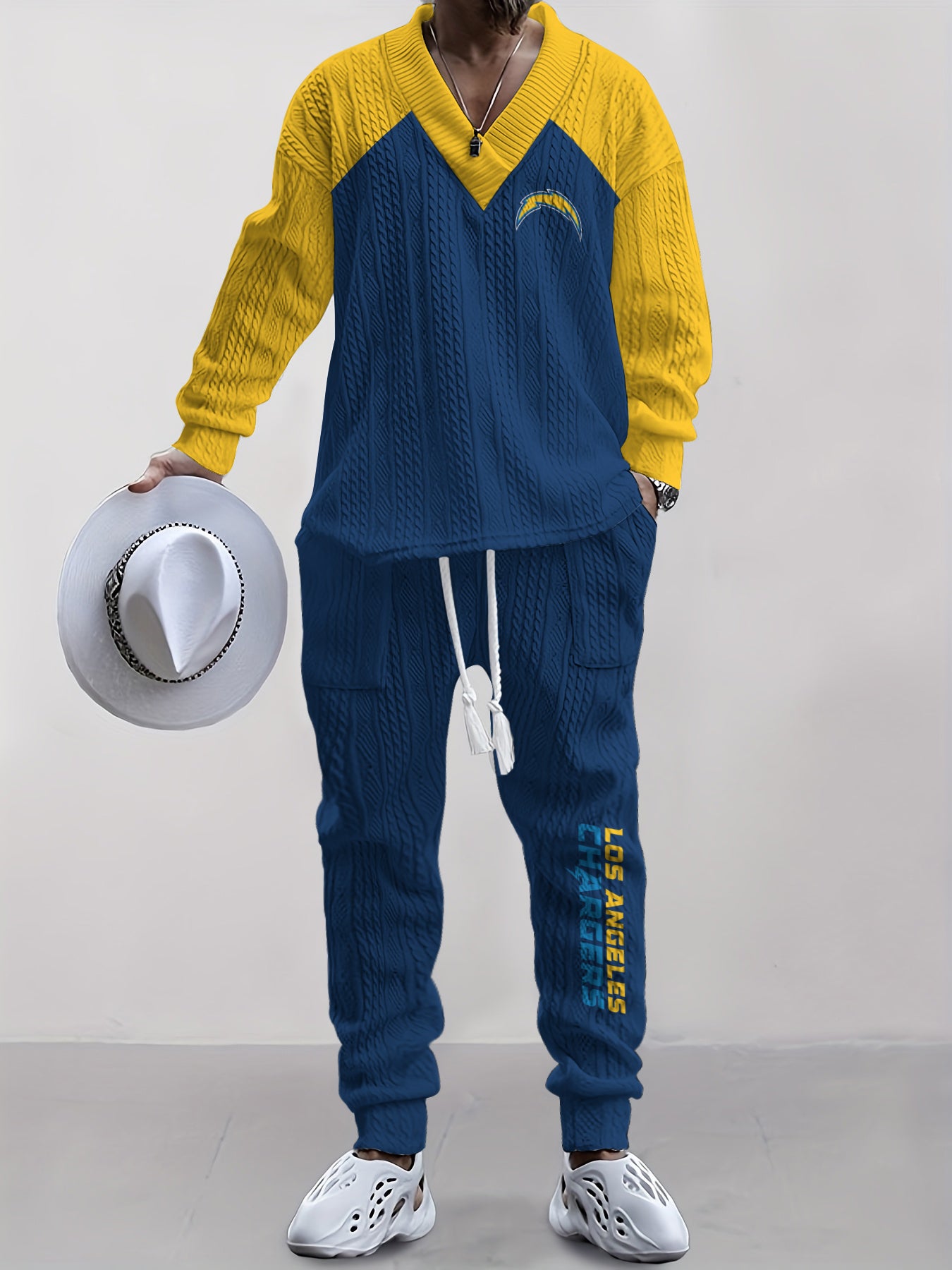 Los Angeles Chargers Classic  All-Season Long Sleeve V-Neck Pullover Sweater