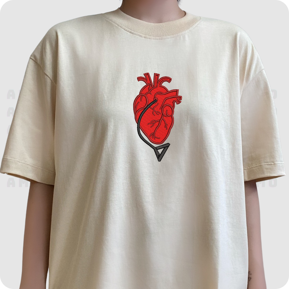 Heart Chainsaw Man Embroidered T-Shirt
