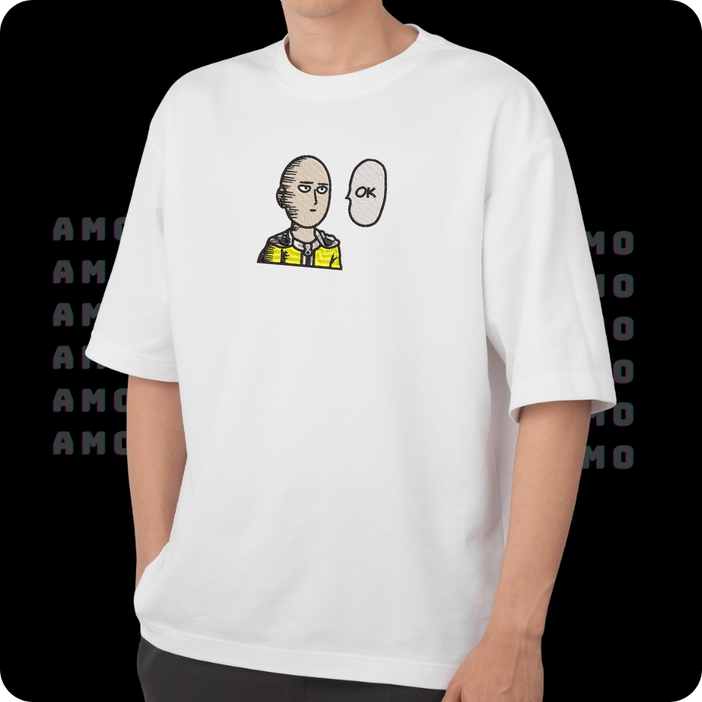 Saitama One Punch Man Anime Embroidered T-Shirt