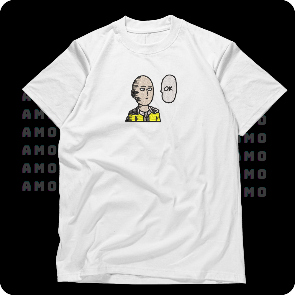 Saitama One Punch Man Anime Embroidered T-Shirt