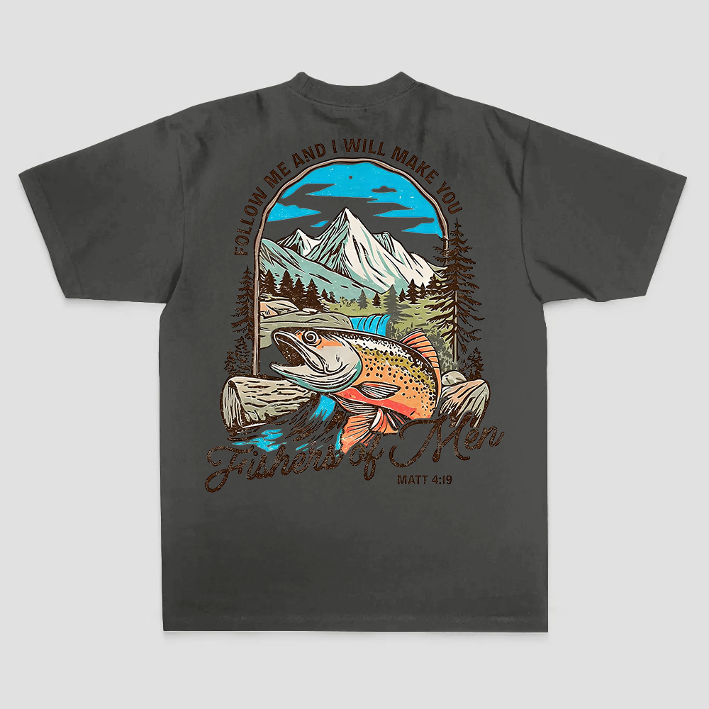 Follow Me And I Will Make You Fishers Of Men Matt 4:19 Printed Men's T-shirt