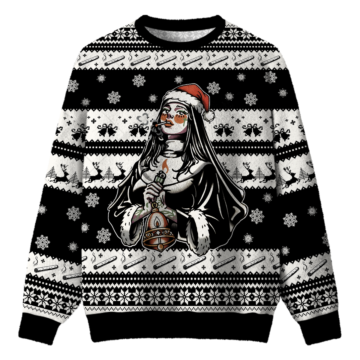 SANTA HAT NUN UGLY CHRISTMAS SWEATSHIRT — image 1