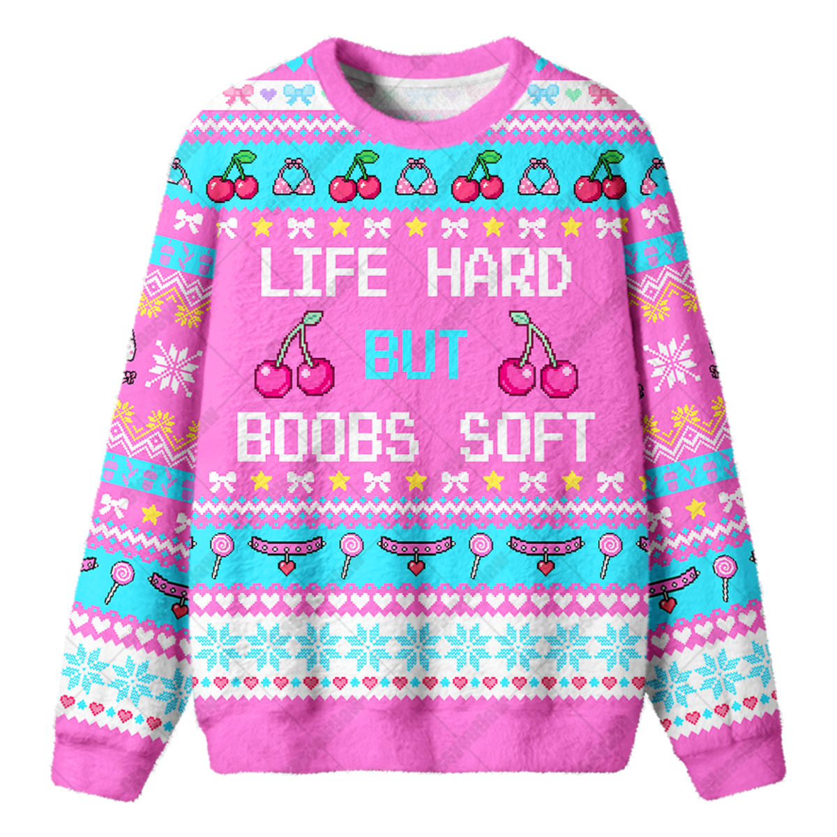 LIFE HARD BUT BOOBS SOFT UGLY CHRISTMAS SWEATSHIRT — image 1