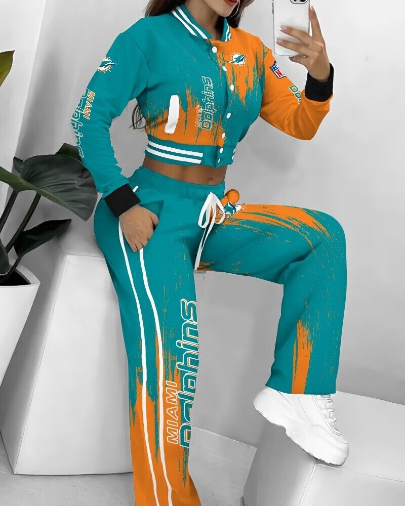 Miami Dolphins 3D Printed Varsity Jacket Set