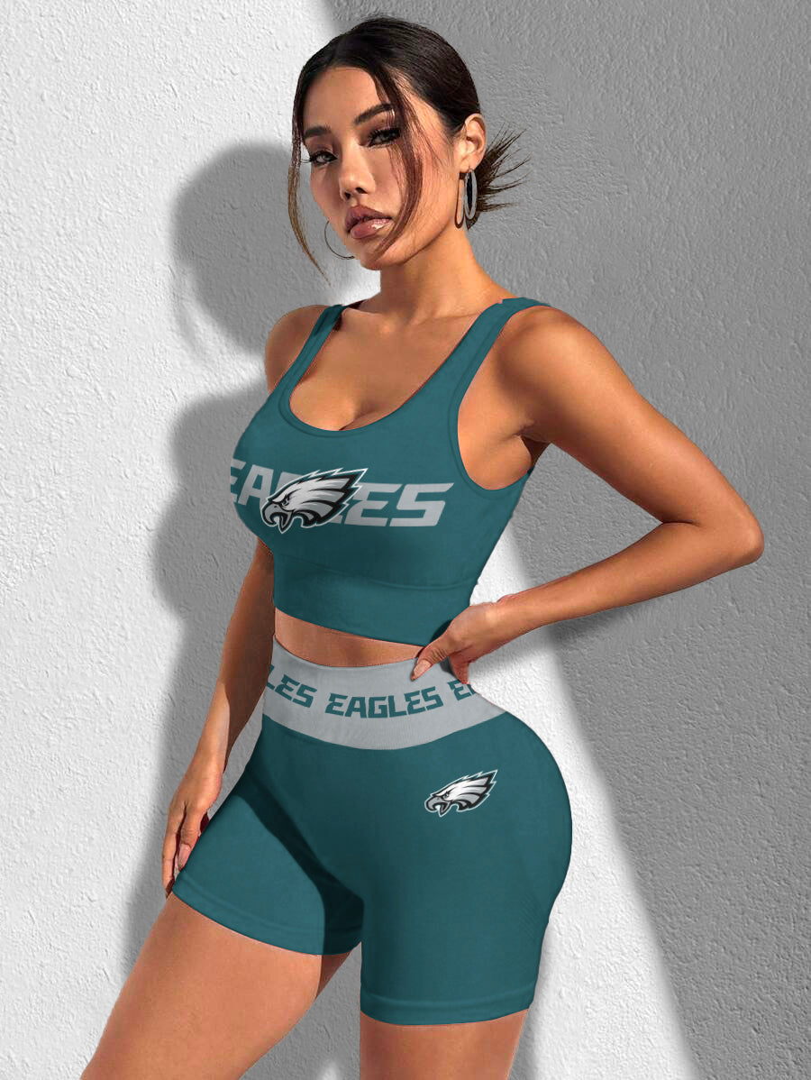 Philadelphia Eagles Sports Bra & Shorts Gym Set