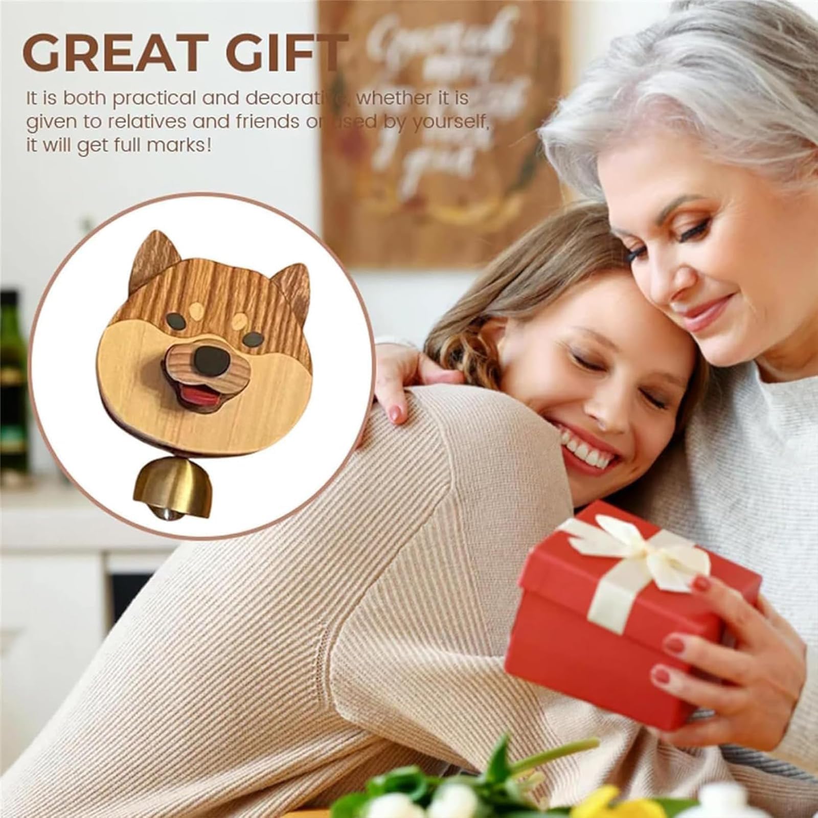 Handcrafted Wooden Shiba Inu Doorbell Wind Chime