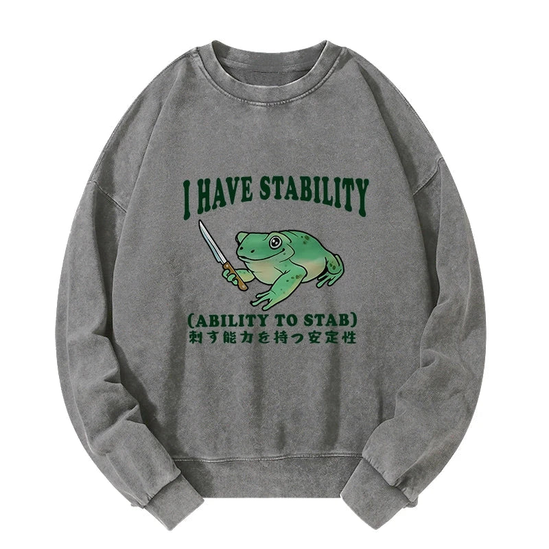 Animescollection Mentally Stable Assassin Frog Washed Sweatshirt
