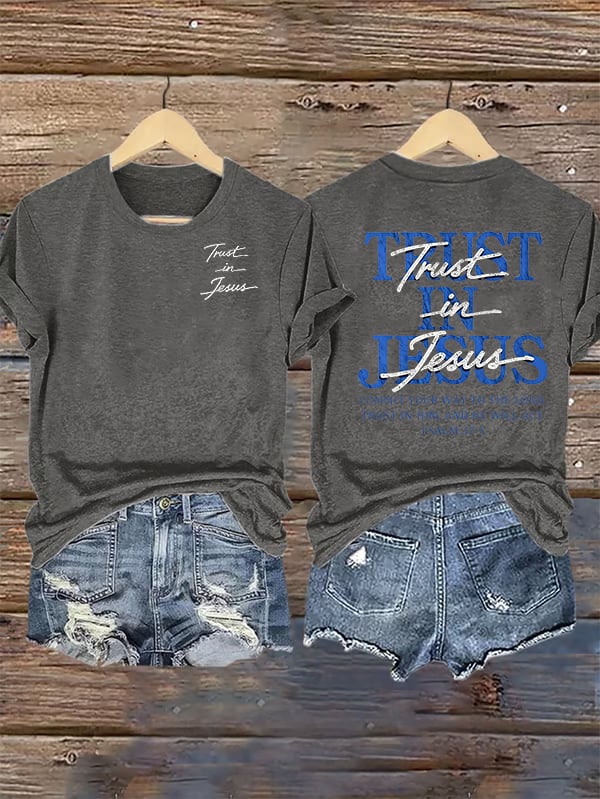 Women's "Trust in Jesus" 37:5 Bible Verse Design Print T-Shirt