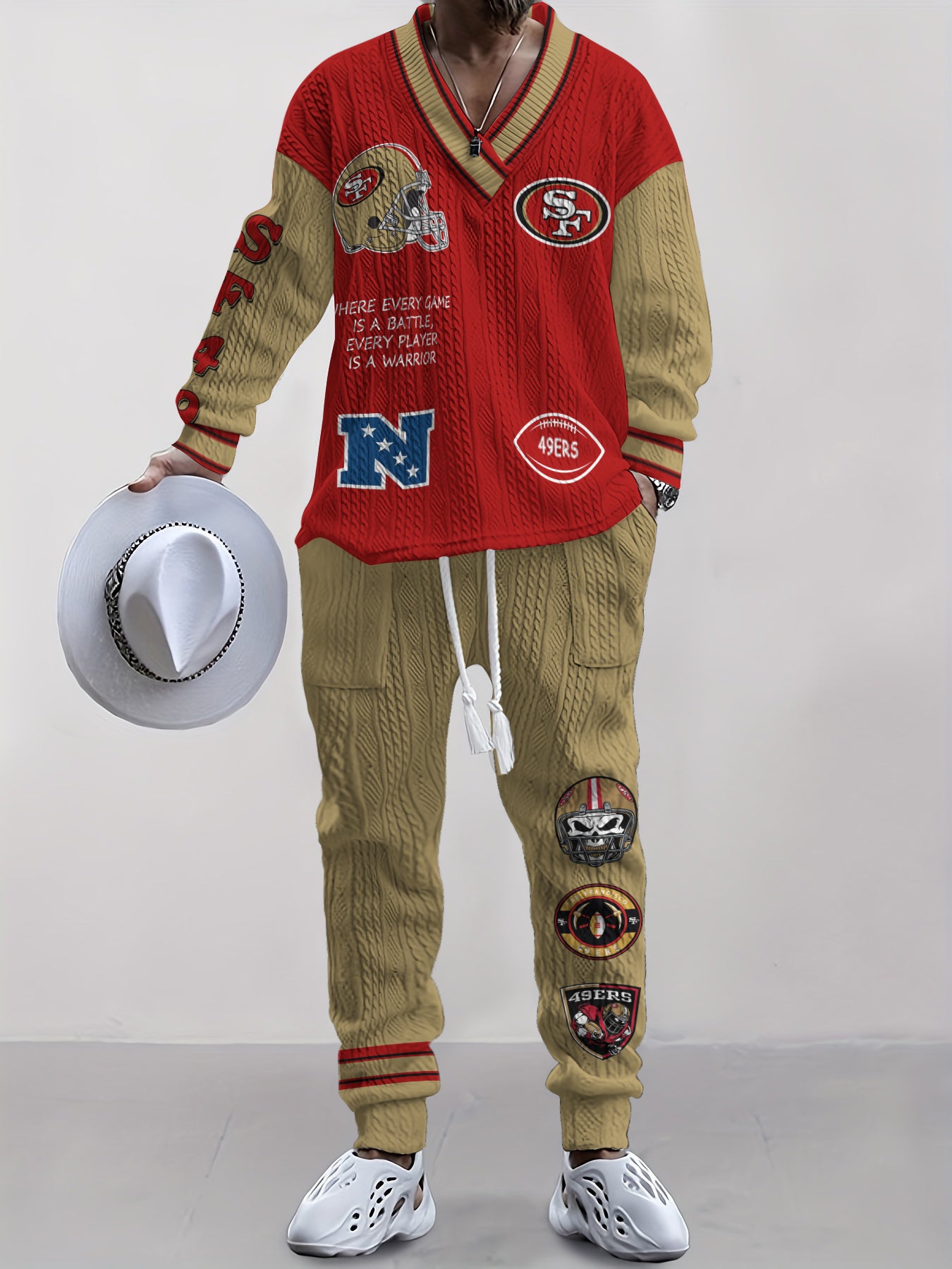 San Francisco 49ers Classic All-Season Long Sleeve V-Neck Pullover Sweater