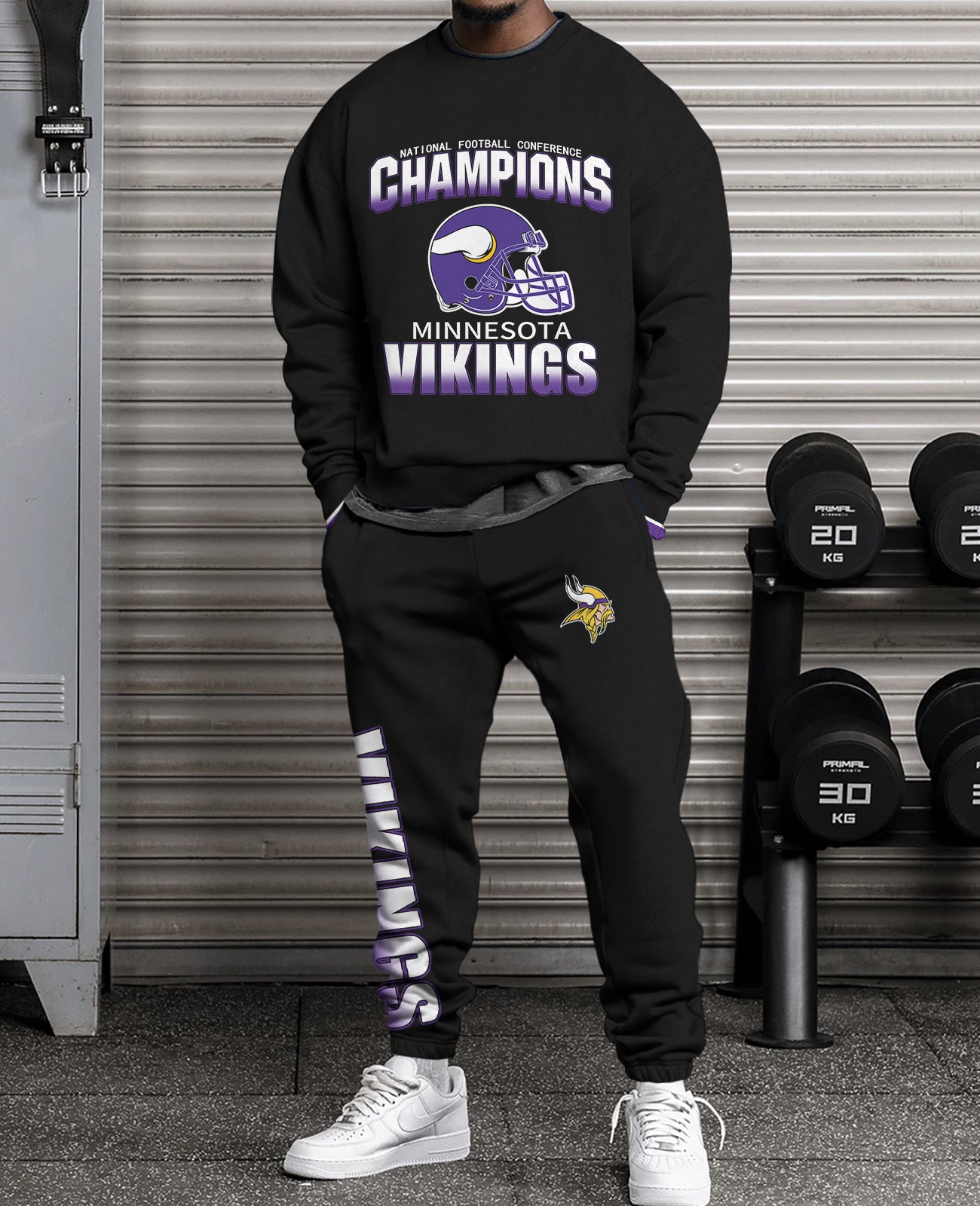 Minnesota Vikings 3D sweatsuit and sweatpants 2 piece outfits