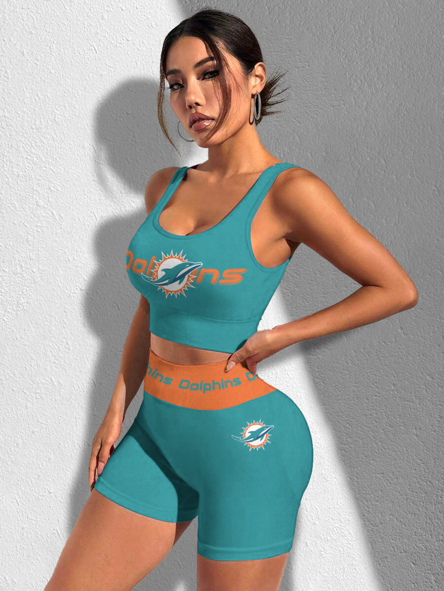 Miami Dolphins Sports Bra & Shorts Gym Set