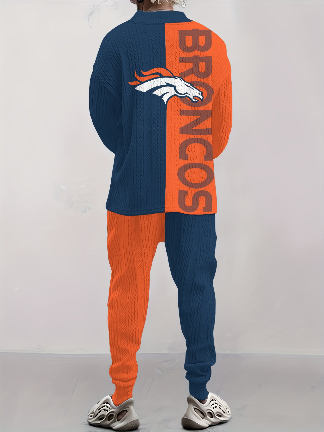 Denver Broncos  Classic All-Season Long Sleeve V-Neck Pullover Sweater