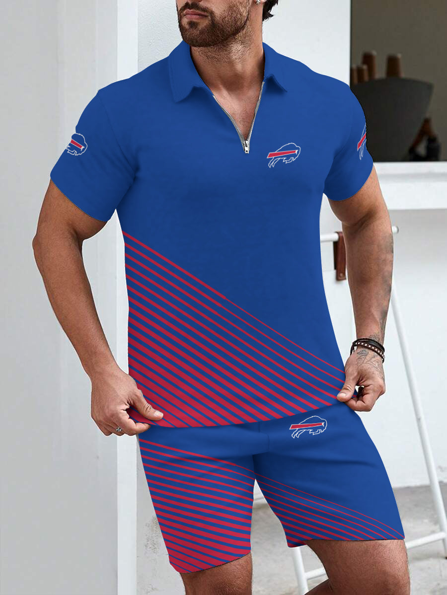 Buffalo Bills Limited Edition ZIP Polo Shirt And Shorts Two-Piece Suits
