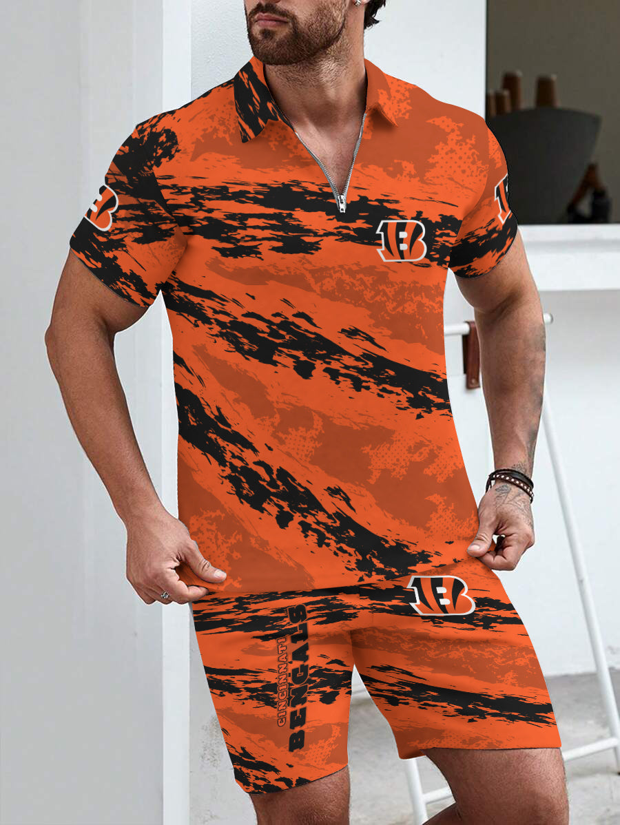 Cincinnati Bengals Limited Edition ZIP Polo Shirt And Shorts Two-Piece Suits