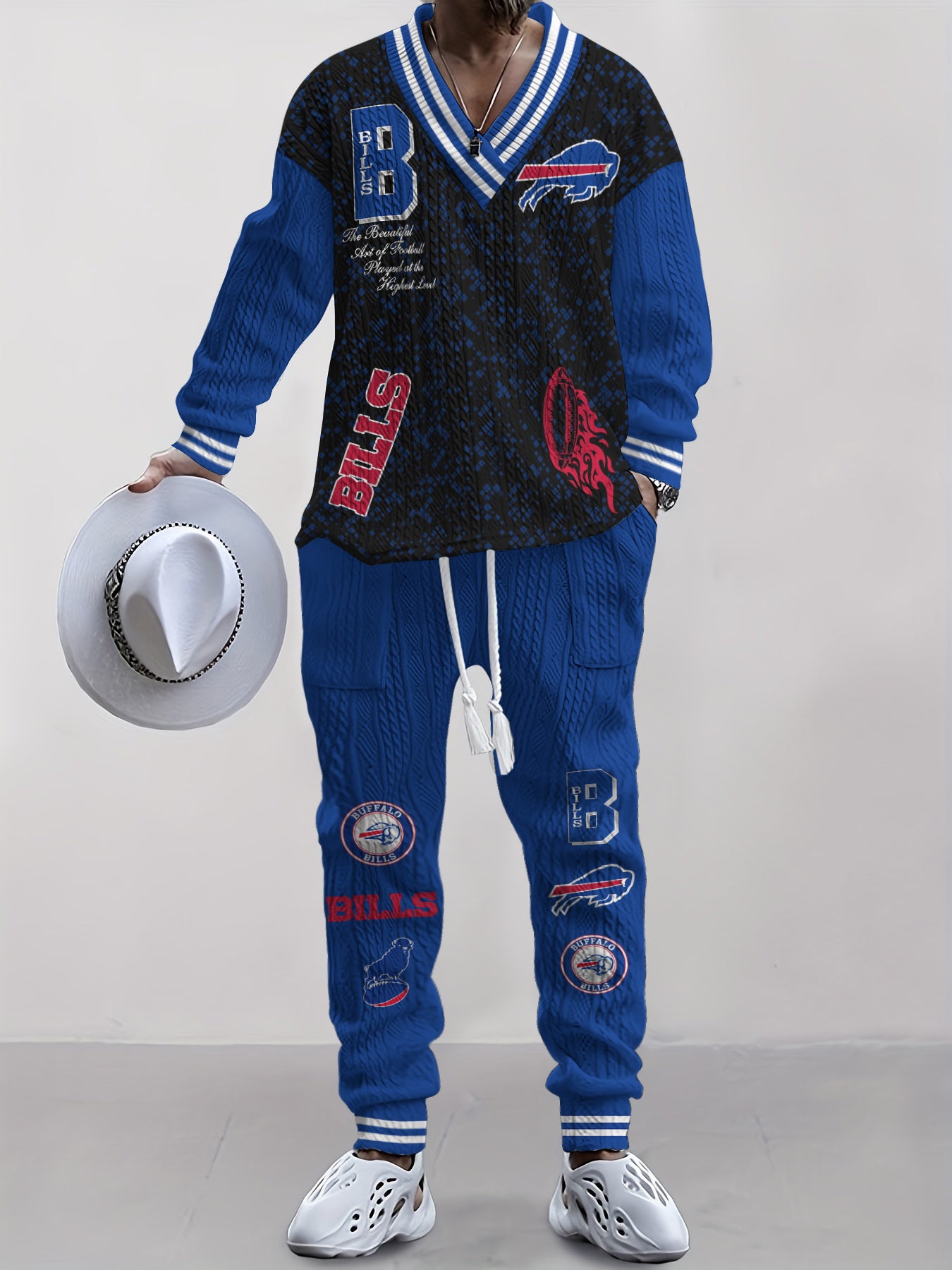 Buffalo Bills  Classic All-Season Long Sleeve V-Neck Pullover Sweater