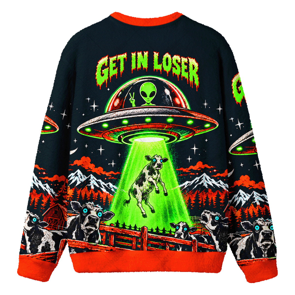 UFO ABDUCTION UGLY CHRISTMAS SWEATSHIRT — image 2