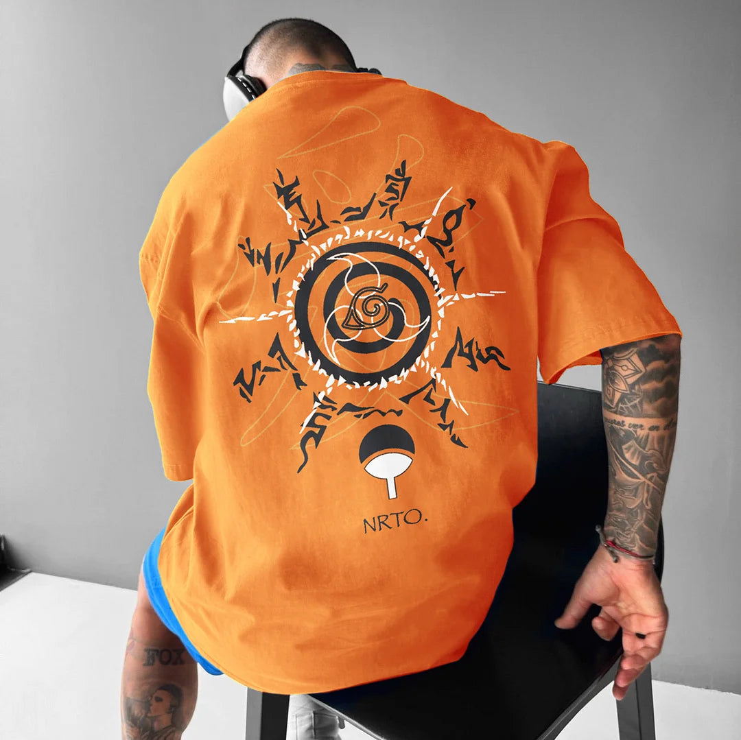 Unisex Casual Anime Konoha Symbol Print T-Shirt