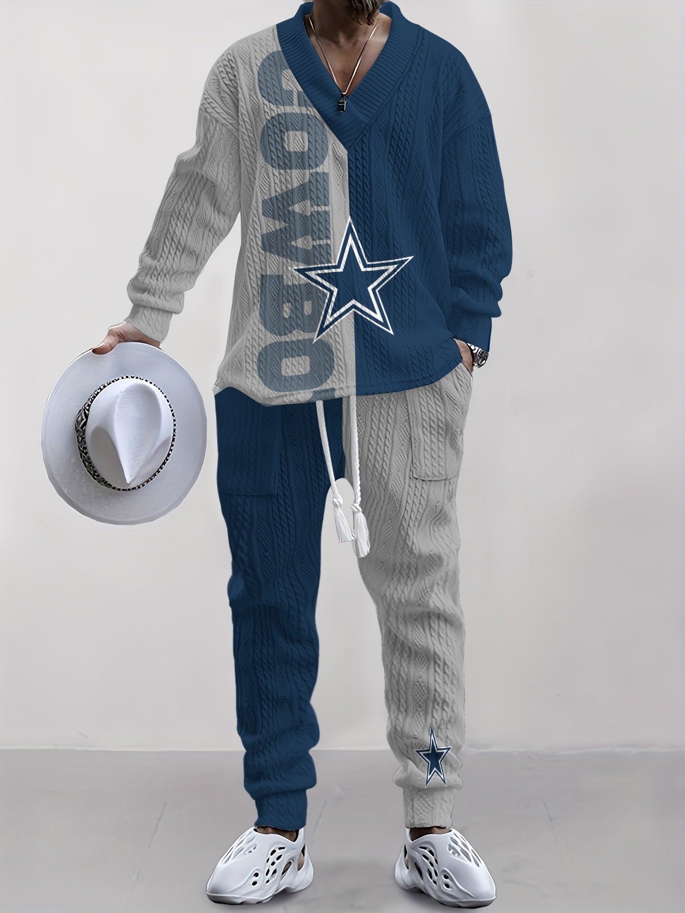 Dallas Cowboys  Classic All-Season Long Sleeve V-Neck Pullover Sweater