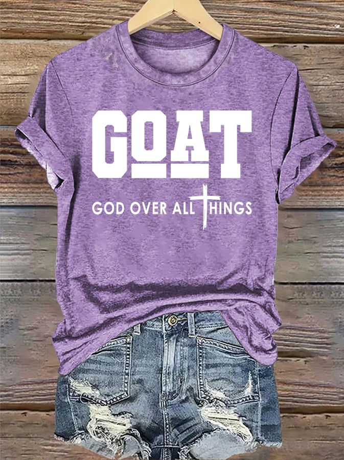 Women's GOD OVER ALL THINGS printed T-shirt