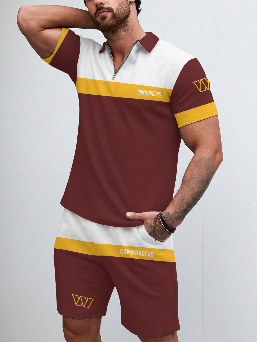 Washington Commanders Limited Edition ZIP Polo Shirt And Shorts Two-Piece Suits