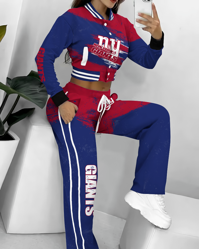 New York Giants 3D Printed Varsity Jacket Set