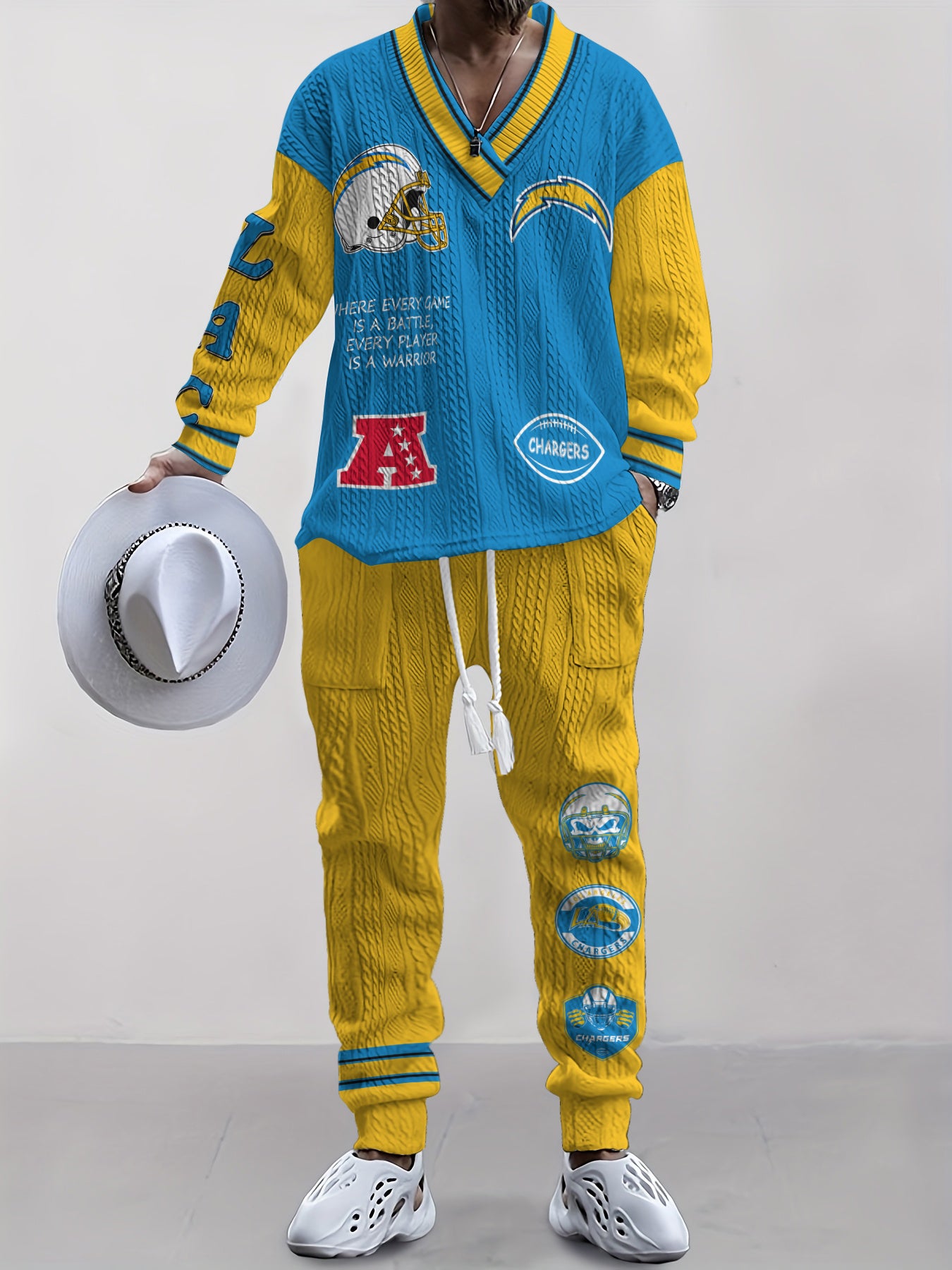 Los Angeles Chargers Classic All-Season Long Sleeve V-Neck Pullover Sweater