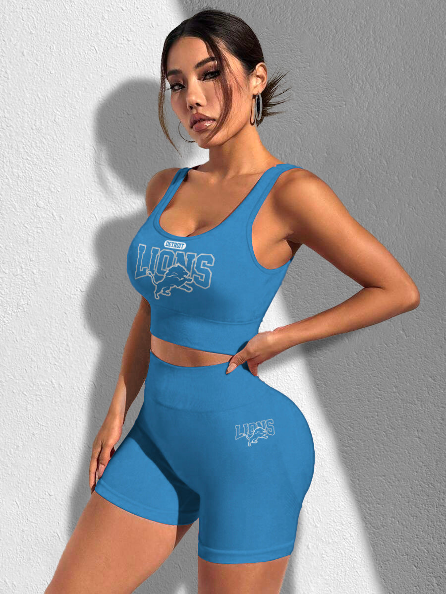 Detroit Lions Sports Bra & Shorts Gym Set
