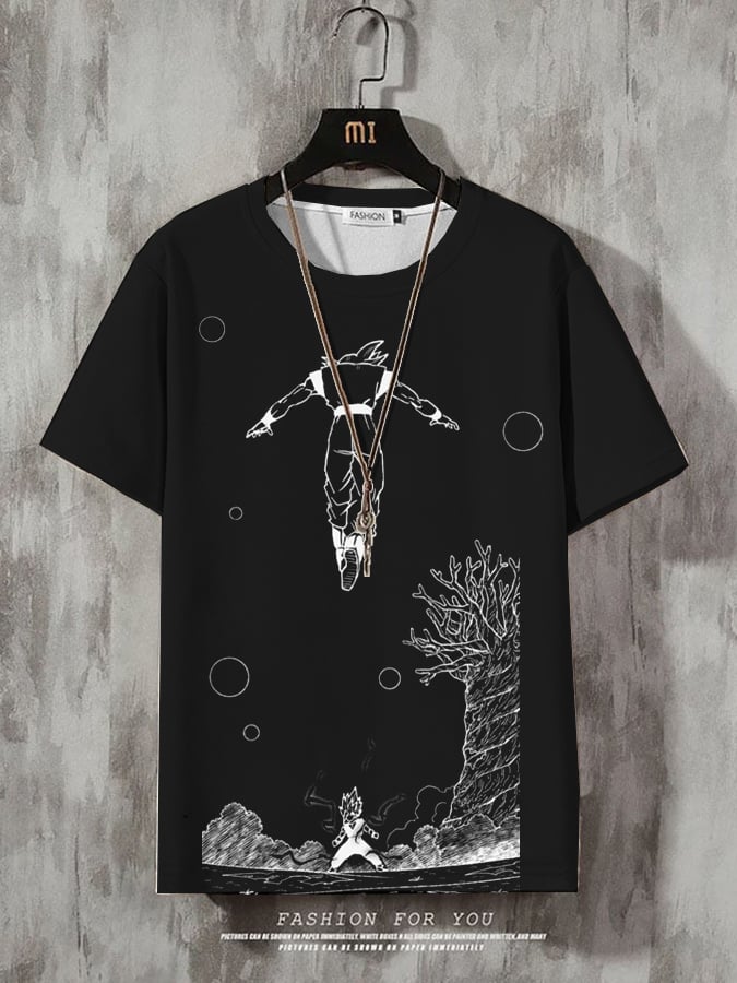 Men's Fashion Casual Gradient Anime Print T-shirt