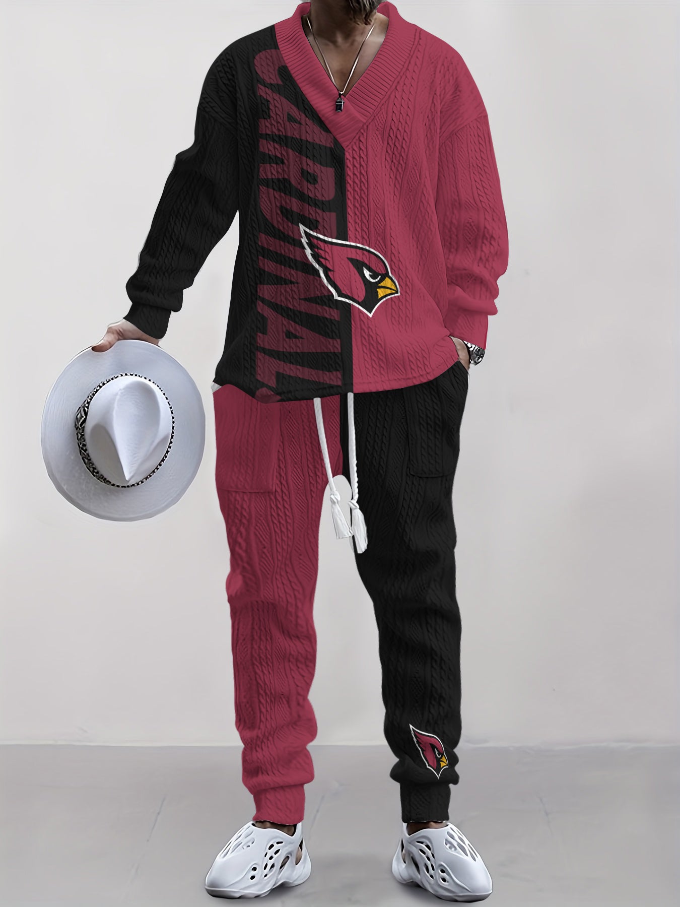 Arizona Cardinals  Classic All-Season Long Sleeve V-Neck Pullover Sweater