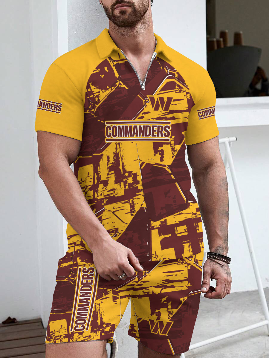 Washington Commanders Limited Edition ZIP Polo Shirt And Shorts Two-Piece Suits