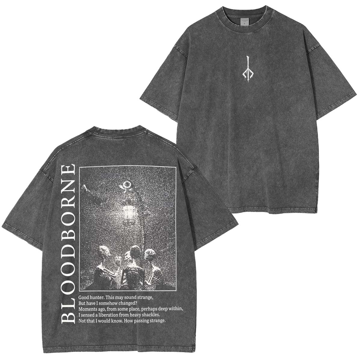 Bloodborne Hunter and Lamp Messengers Vintage Washed Unisex T-Shirt