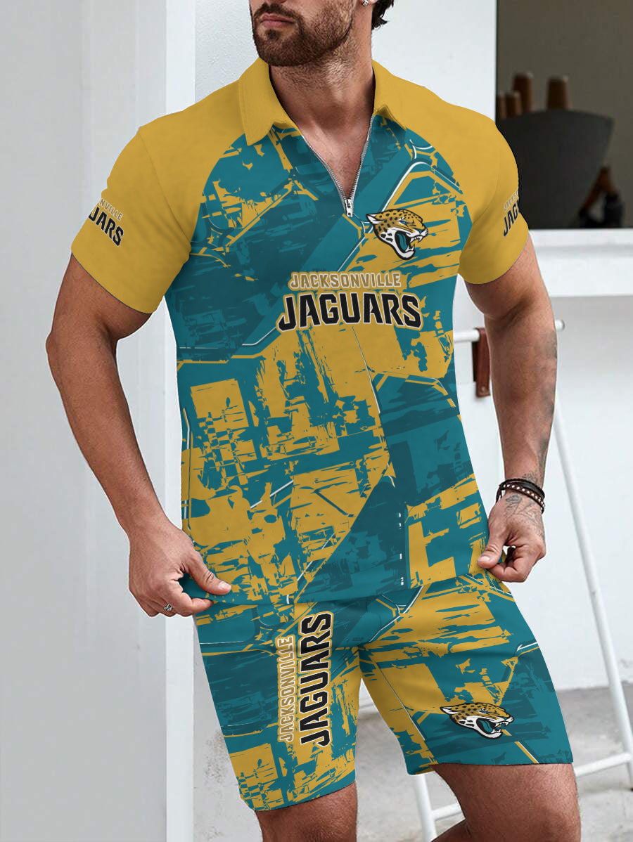Jacksonville Jaguars Limited Edition ZIP Polo Shirt And Shorts Two-Piece Suits