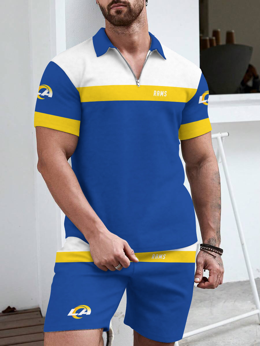 Los Angeles Rams Limited Edition ZIP Polo Shirt And Shorts Two-Piece Suits