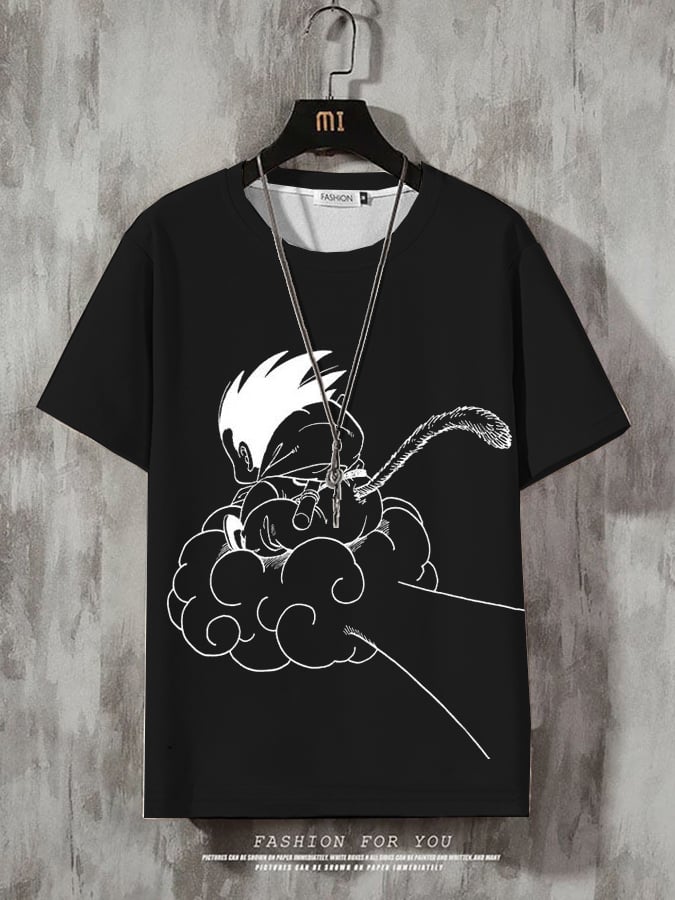 Men's Fashion Casual Gradient Anime Print T-shirt
