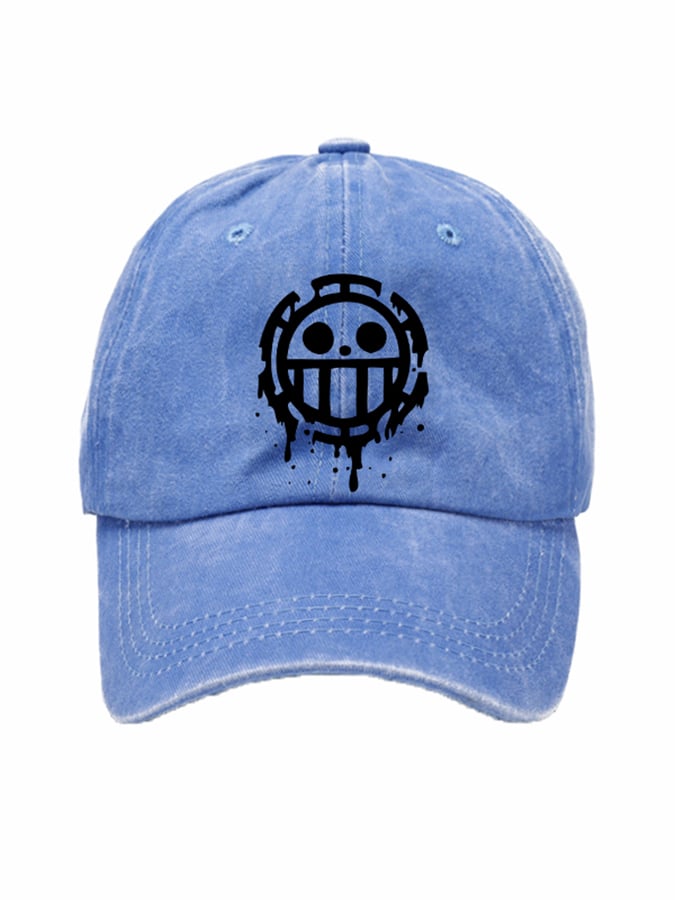 Unisex Distressed Washed Cotton Smiley Hat