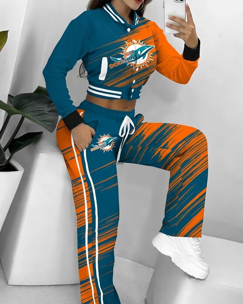 Miami Dolphins 3D Printed Varsity Jacket Set