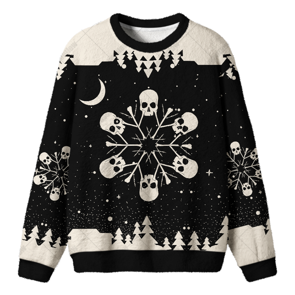 SNOWFLAKE SKULL UGLY CHRISTMAS SWEATSHIRT — image 1