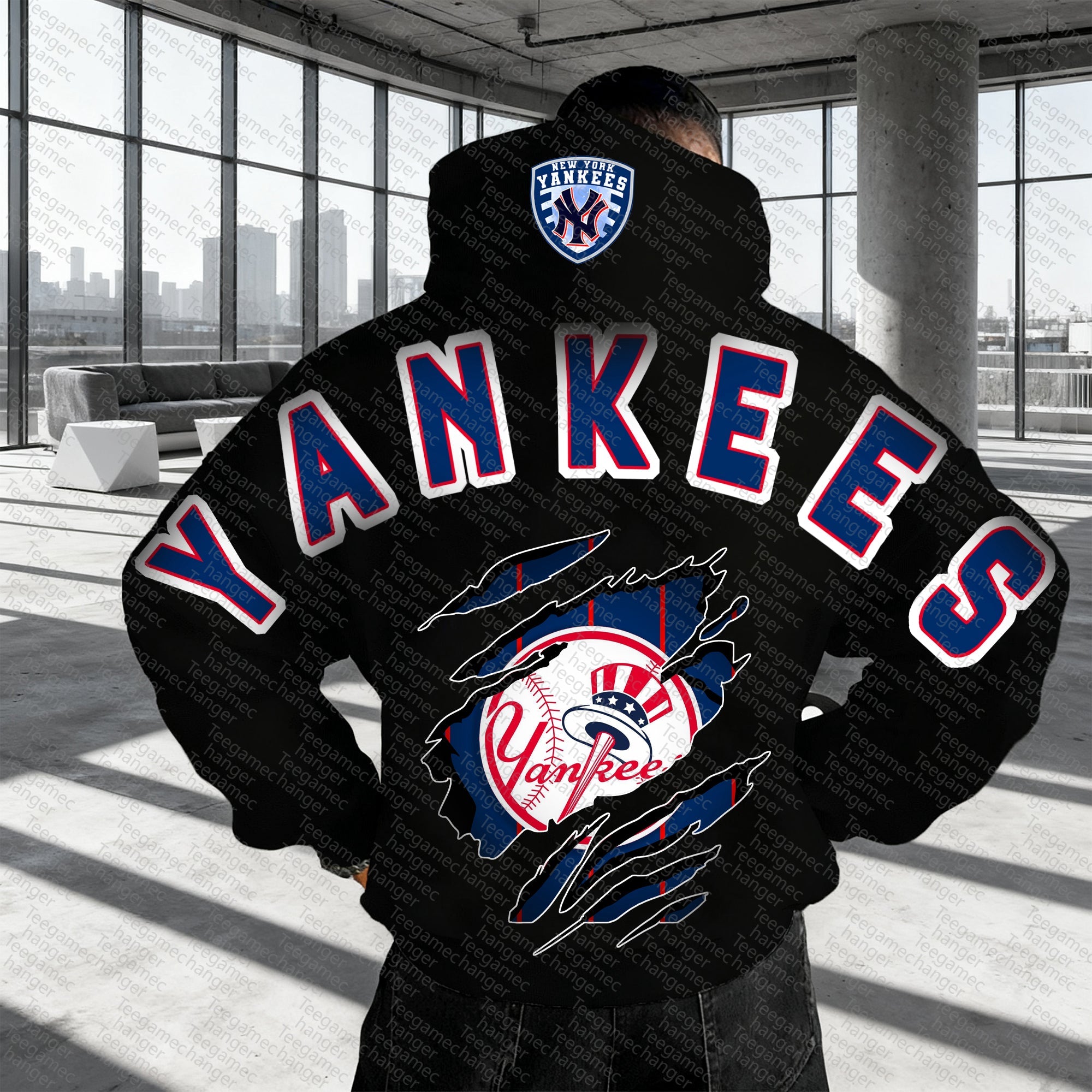 Unisex "New York Yankees" Graphic Streetwear Vintage Plush Hoodie