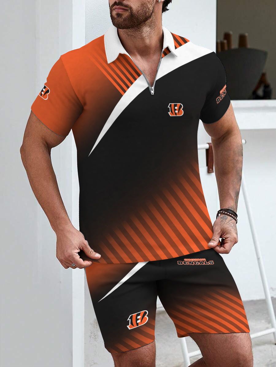 Cincinnati Bengals Limited Edition ZIP Polo Shirt And Shorts Two-Piece Suits