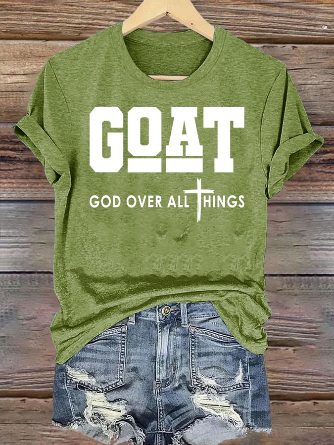 Women's GOD OVER ALL THINGS printed T-shirt