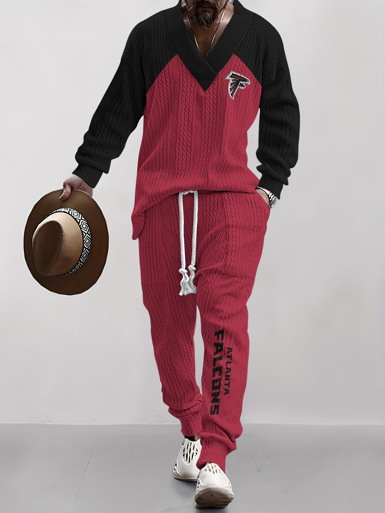 Atlanta Falcons Classic  All-Season Long Sleeve V-Neck Pullover Sweater