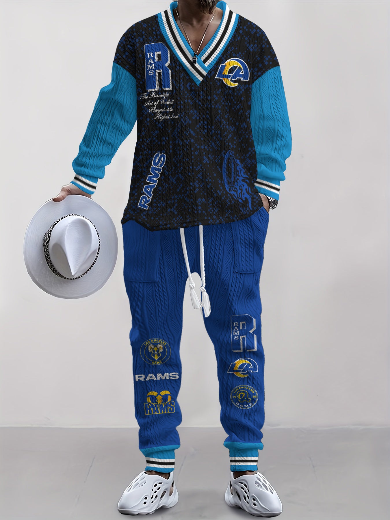 Los Angeles Rams  Classic All-Season Long Sleeve V-Neck Pullover Sweater