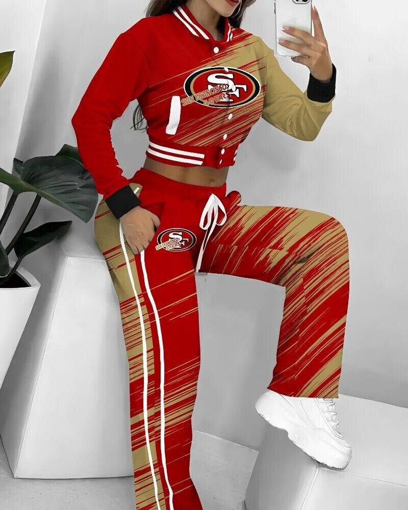 San Francisco 49ers 3D Printed Varsity Jacket Set