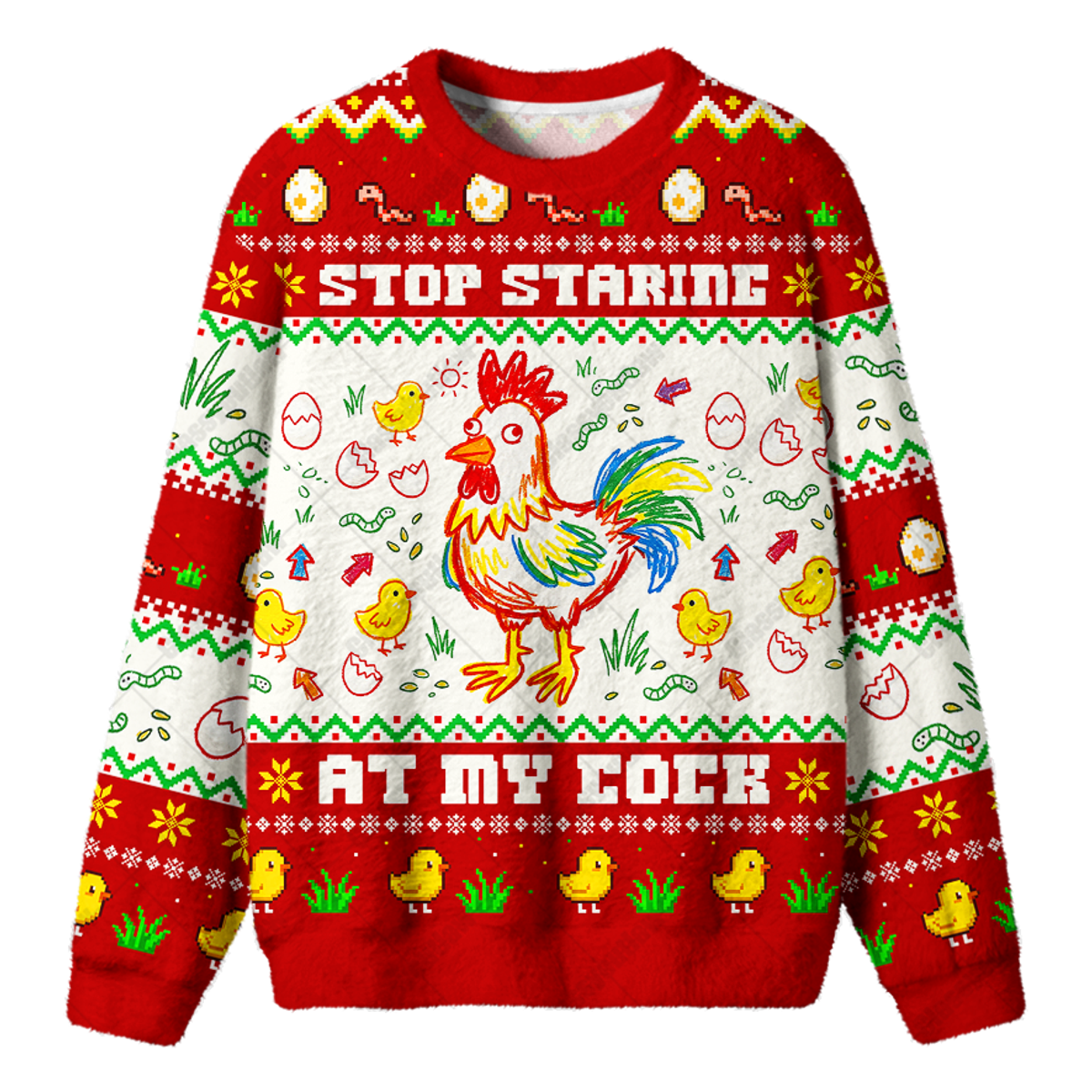 STOP STARING AT MY COCK UGLY CHRISTMAS SWEATSHIRT — image 1