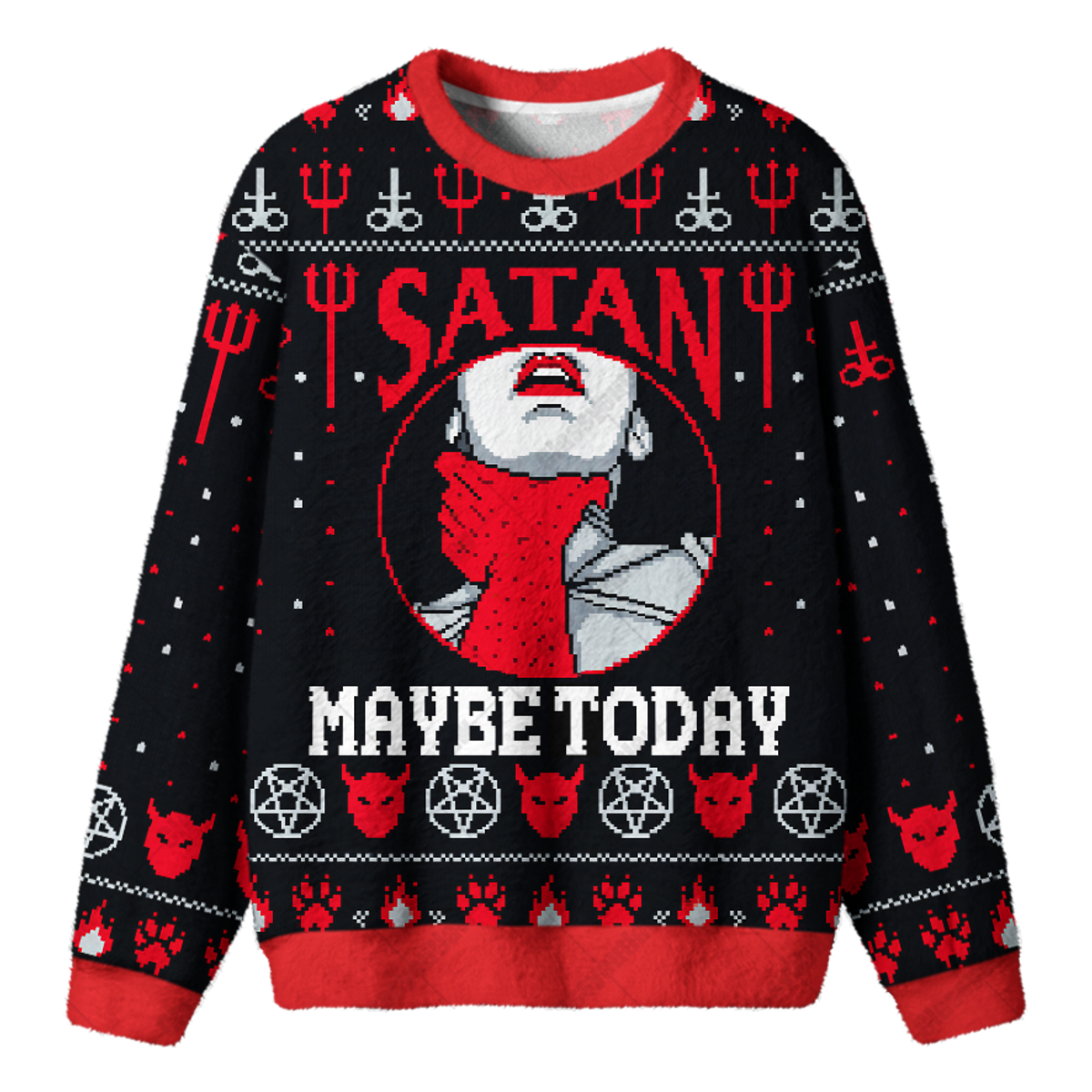 MAYBE TODAY SATAN UGLY CHRISTMAS SWEATSHIRT — image 1