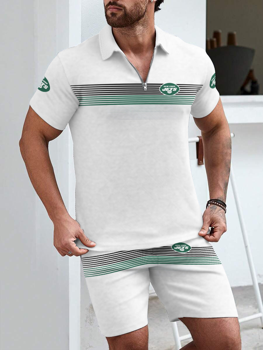 New York Jets Limited Edition ZIP Polo Shirt And Shorts Two-Piece Suits