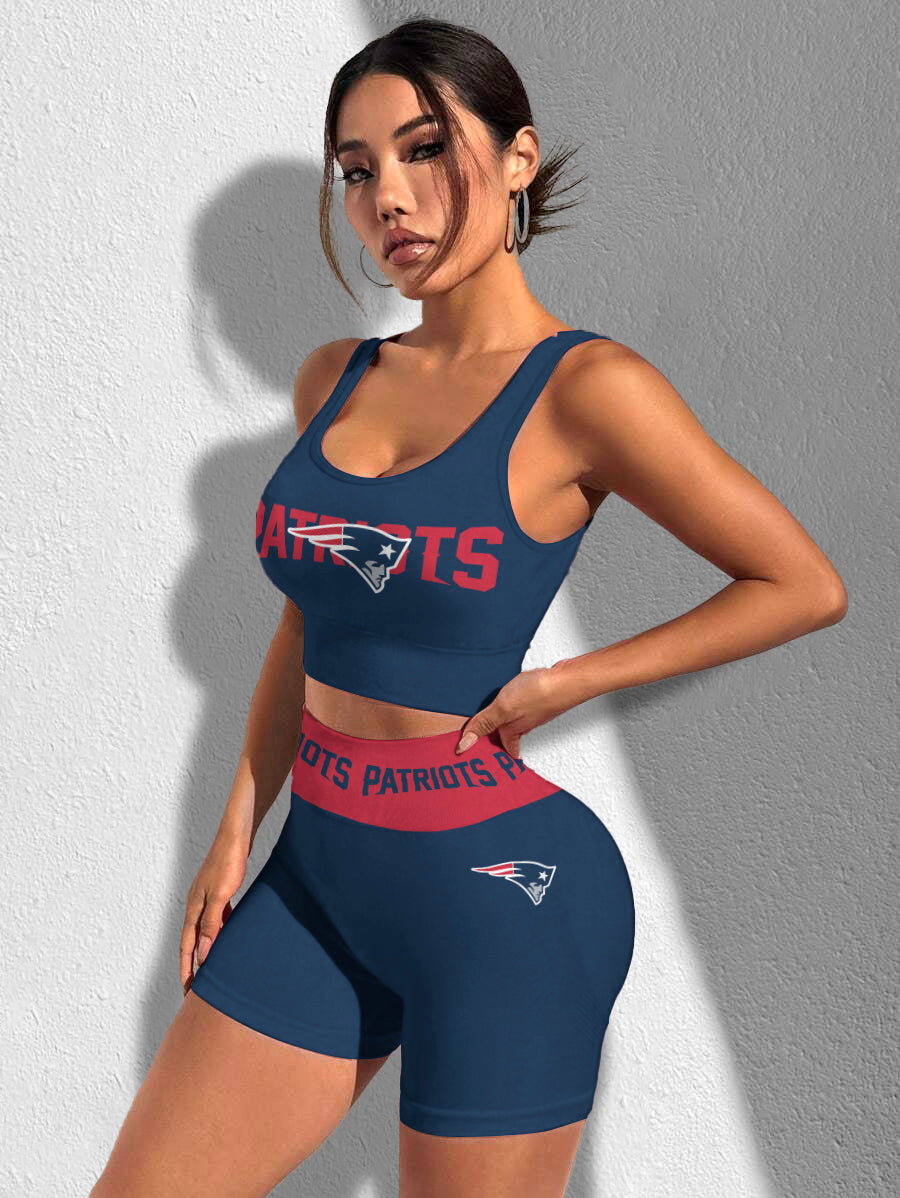 New England Patriots Sports Bra & Shorts Gym Set